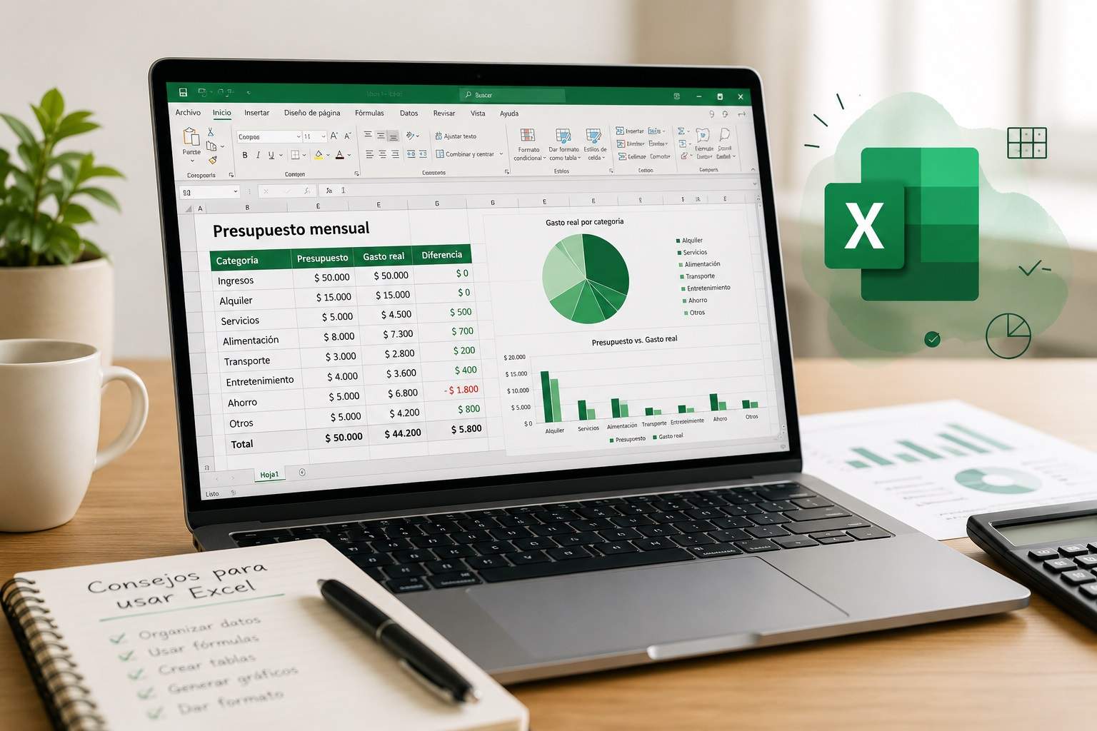 Uso de Excel en los negocios con gráficos y tablas
